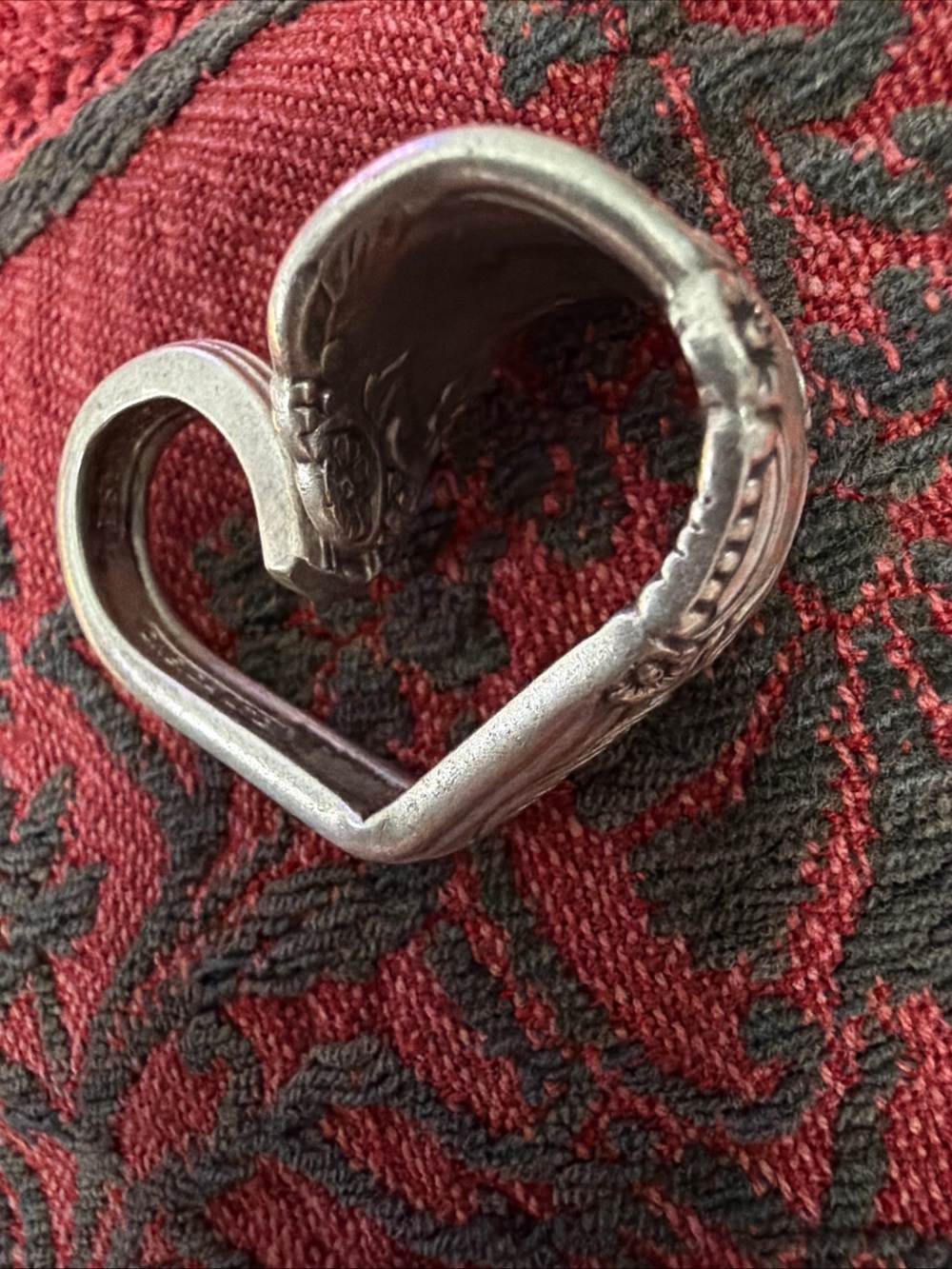Vtg Silver plated Heart Spoon pendant - Women Jewelry signed 1881 Rogers Oneida